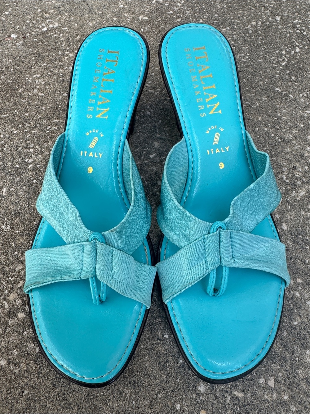 Italian Shoemakers Turquoise Wedge Sandal Sz 6